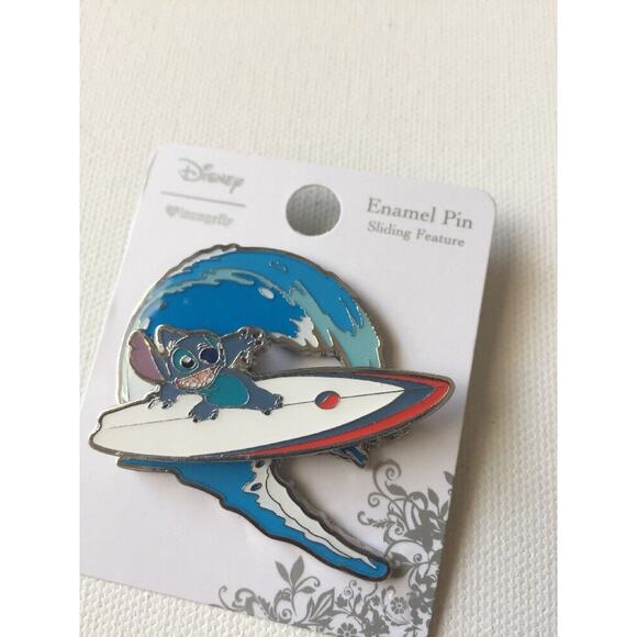 Disney Loungefly Pin Lilo and Stitch Surfboard Sliding Surfing Wave Trading Pin - Picture 2 of 4